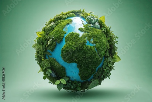 Green Planet Showcasing Global Ecology and Sustainability Awareness photo