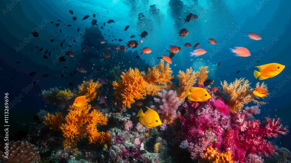 Tropical sea underwater fishes on coral reef. Aquarium oceanarium wildlife colorful marine panorama landscape nature snorkeling diving Tropical sea underwater fishes on coral reef. Aquarium oceanarium wildlife colorful marine panorama landscape nature snorkeling diving