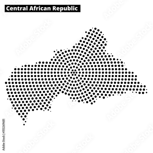 Outline of Central African Republic with dotted pattern showcasing the nation's borders
