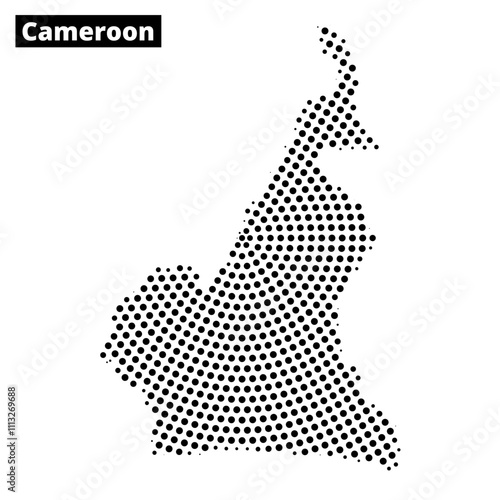 Outline map of Cameroon displaying geographical traits and regional divisions