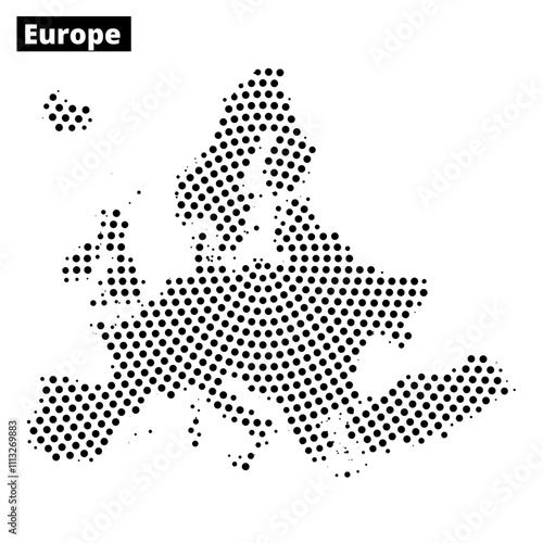 Detailed European map illustration using dotted pattern for educational purposes