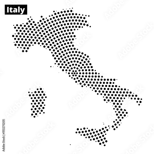 Outline map of Italy with dotted pattern for educational and design purposes