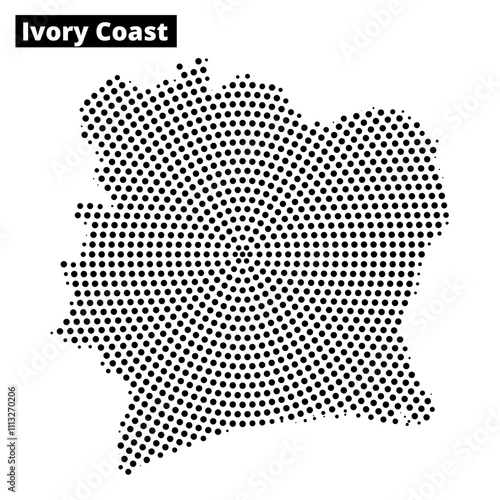 Detailed map illustrating the geographic outline of Ivory Coast with textured design