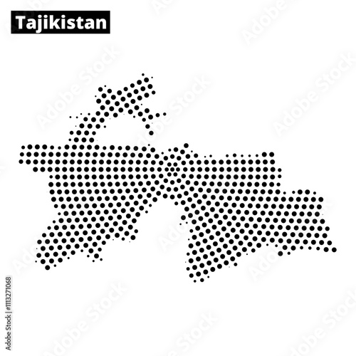 Map of Tajikistan illustrating geographical features with dotted patterns