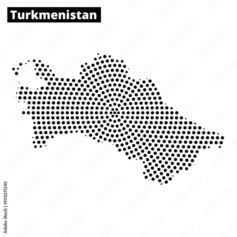 Fototapeta premium Outline of Turkmenistan displayed with dotted pattern on a textured background