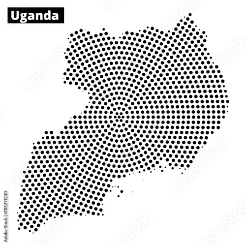 Wallpaper Mural Detailed representation of the map of Uganda using dotted pattern design Torontodigital.ca