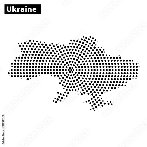 Ukraine outline map filled with dot pattern showcasing geographical features clearly