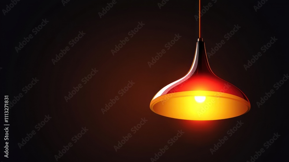 Fototapeta premium A Single Red and Gold Hanging Lightbulb