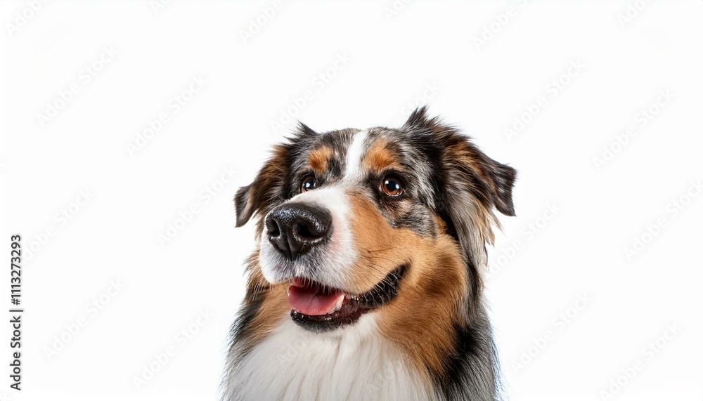 Australian Shepherd dog on isolated white background Australian Shepherd dog on isolated white background