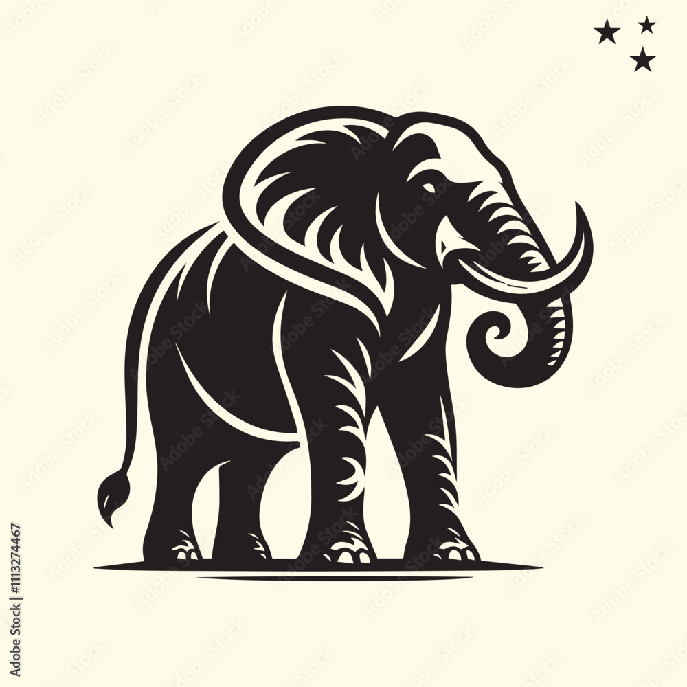 Fototapeta premium black elephant silhouette vector, Elephant logo silhouette vector.