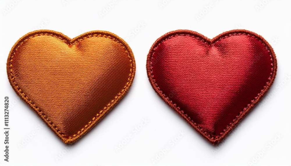 heart embroidered patch badge on isolated white background heart embroidered patch badge on isolated white background