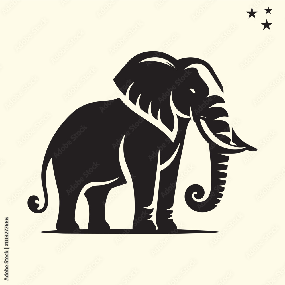 Obraz premium black elephant silhouette vector, Elephant logo silhouette vector.