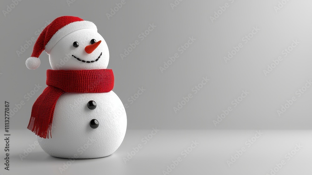 Charming Photorealistic Snowman with Red Scarf for Christmas Decor Charming Photorealistic Snowman with Red Scarf for Christmas Decor