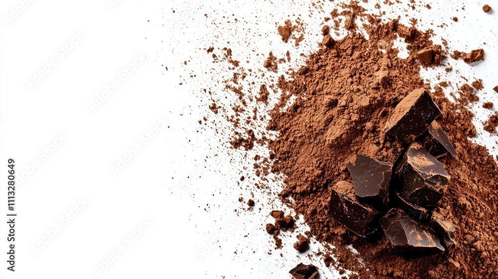 Pile cocoa powder isolated on white background . AI Pile cocoa powder isolated on white background . AI