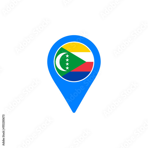 Comoros location pin vector illustration with national flag design Free Download Comoros location pin vector illustration with national flag design - GFXLoad