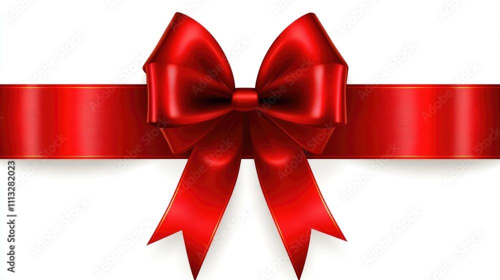 A vibrant red ribbon with a large bow, often used for gift wrapping and decoration. A vibrant red ribbon with a large bow, often used for gift wrapping and decoration.