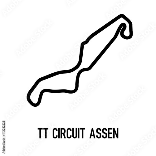 TT Circuit Assen Vector. Circuit Race Track Illustration with Editable Stroke. Stock Vector.