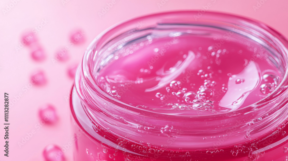 Realistic pink gel texture with air bubbles inside. Vector illustration of liquid substance with oil blobs, cosmetic product, collagen, hyaluron beauty care cosmetic product. Molecure structure Realistic pink gel texture with air bubbles inside. Vector illustration of liquid substance with oil blobs, cosmetic product, collagen, hyaluron beauty care cosmetic product. Molecure structure