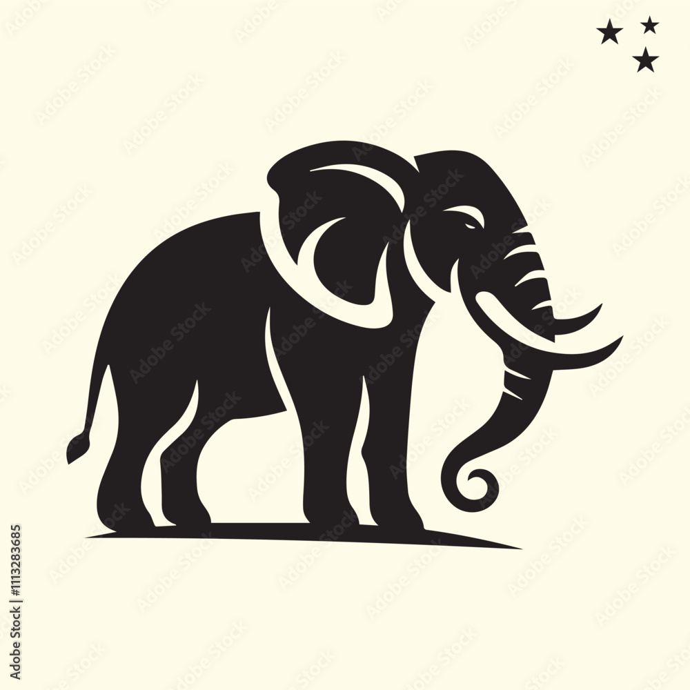 Obraz premium black elephant silhouette vector, Elephant logo silhouette vector.