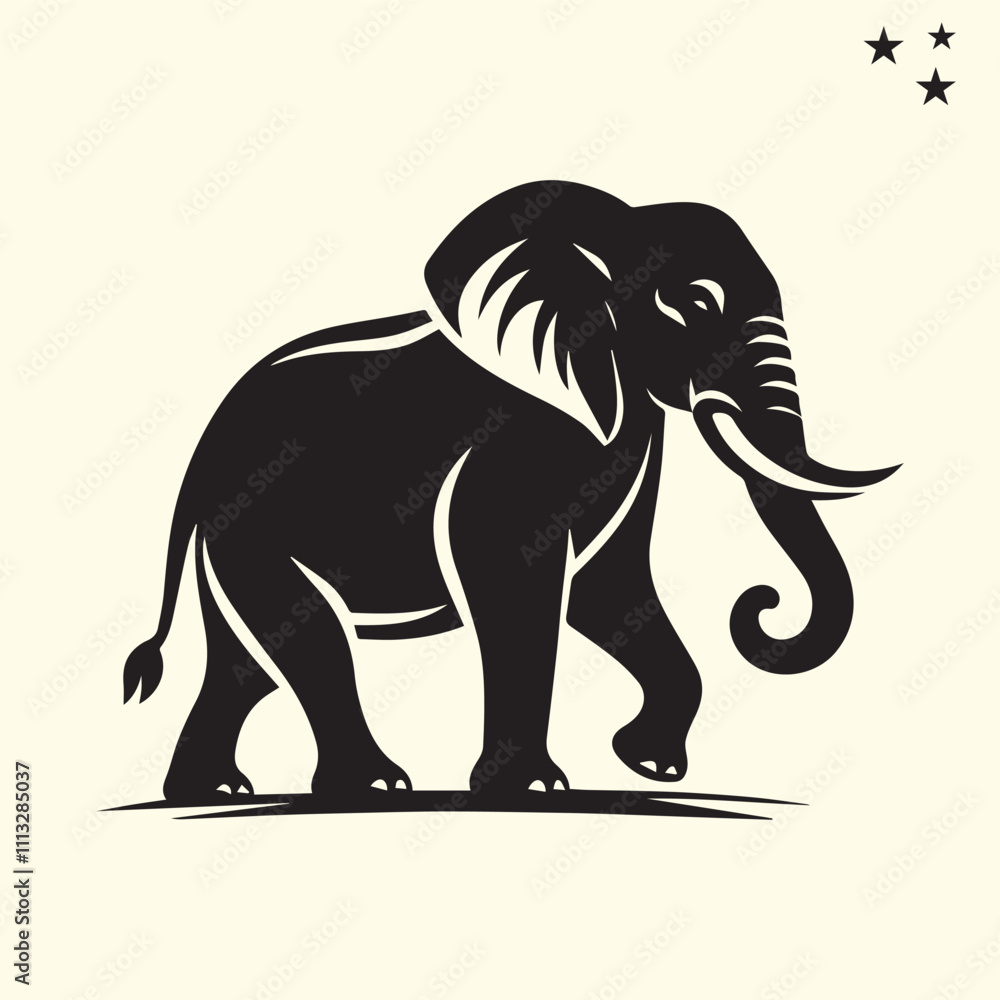 Obraz premium black elephant silhouette vector, Elephant logo silhouette vector.
