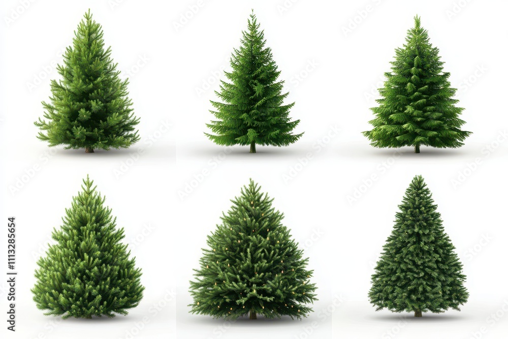 Obraz premium Set of Christmas tree isolated in white background