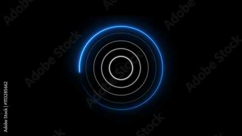 Technology neon circle radio wave screen background 4k illustration. 