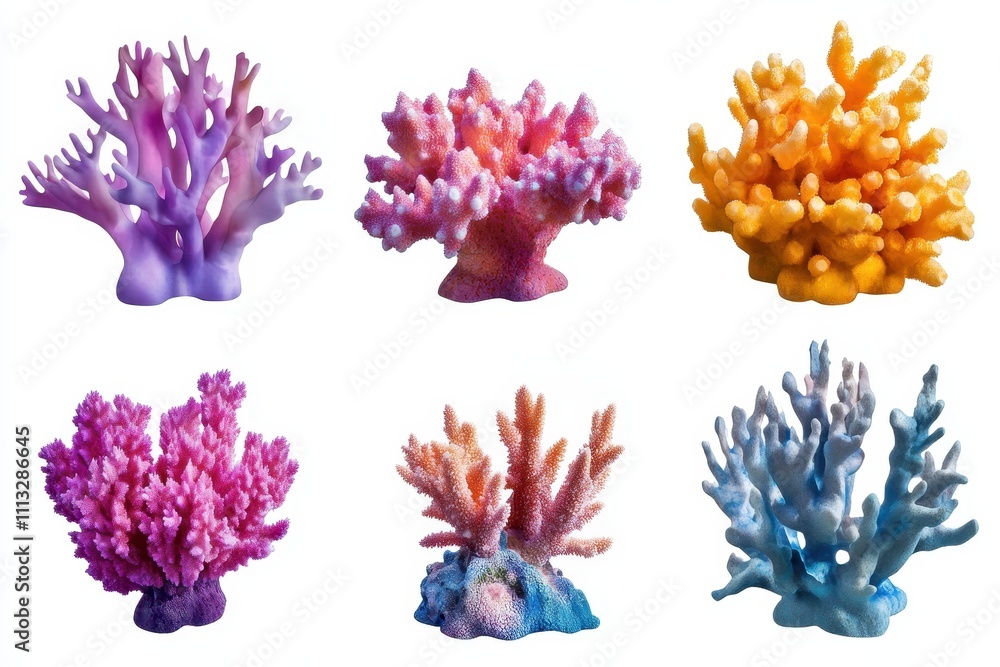 Naklejka premium Set of Colorful coral isolated in white background