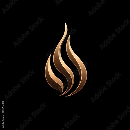 Abstract gold flame design on black background. photo