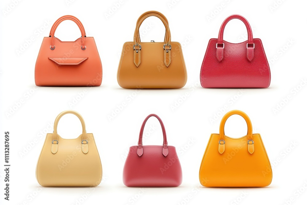 Set of stylish women handbag purse isolated in white background Set of stylish women handbag purse isolated in white background
