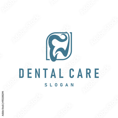Simple dental care health logo design with modern line concept dental clinic template illustration