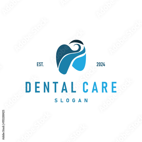 Simple dental care health logo design with modern line concept dental clinic template illustration