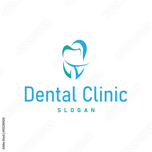 Simple dental care health logo design with modern line concept dental clinic template illustration