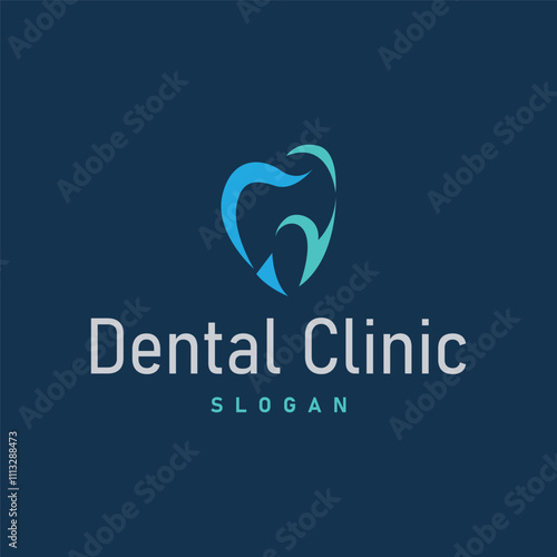 Simple dental care health logo design with modern line concept dental clinic template illustration