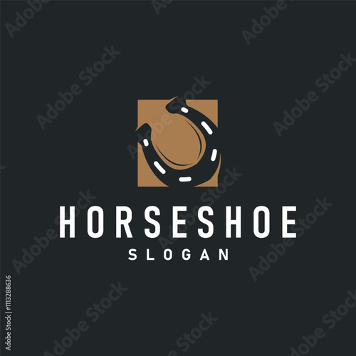 black silhouette vintage concept retro horseshoe logo design western cowboy farm ranch simple template illustration