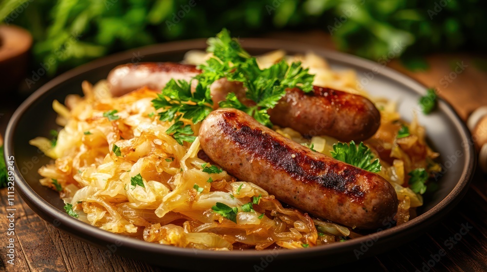 Grilled Sausages with Braised Cabbage Grilled Sausages with Braised Cabbage