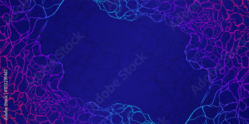 Artistic hand drawn line frame in dark blue background, colorful nerve pattern suitable for motivational words frames, presentation backgrounds, business cards, and luxury invitations.