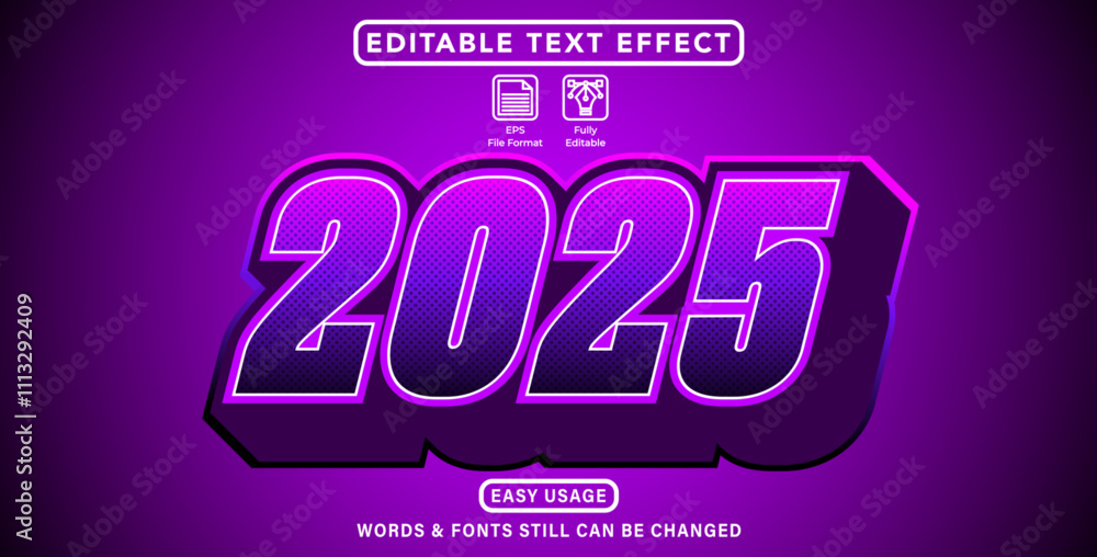 Obraz premium Text effect style new year 2025 theme