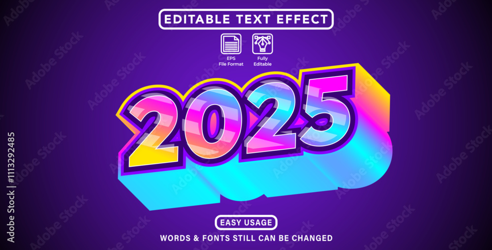 Obraz premium Text effect style new year 2025 theme