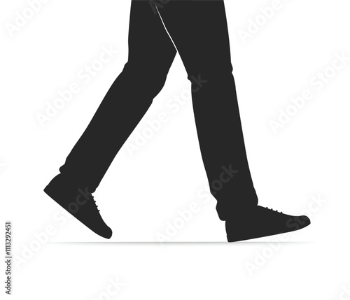 Silhouettes of the feet of walking people stock illustration