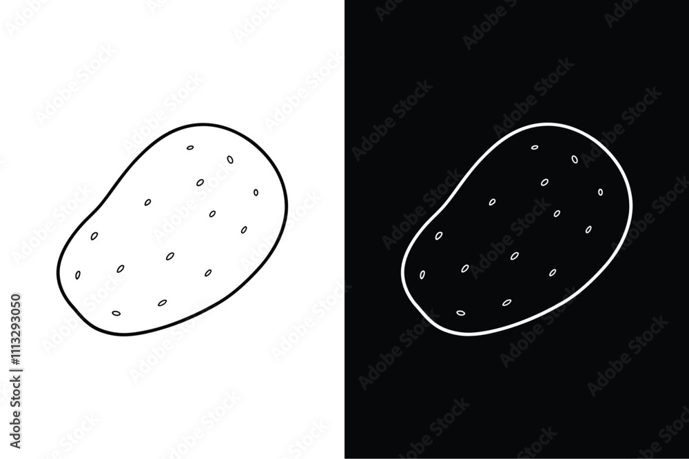 Vector Illustration of Potato. Minimal Line Art Concept Vector Illustration of Potato. Minimal Line Art Concept