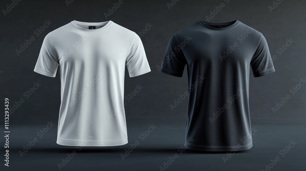 Blank T-Shirt Mockup: White and Black Blank T-Shirt Mockup: White and Black