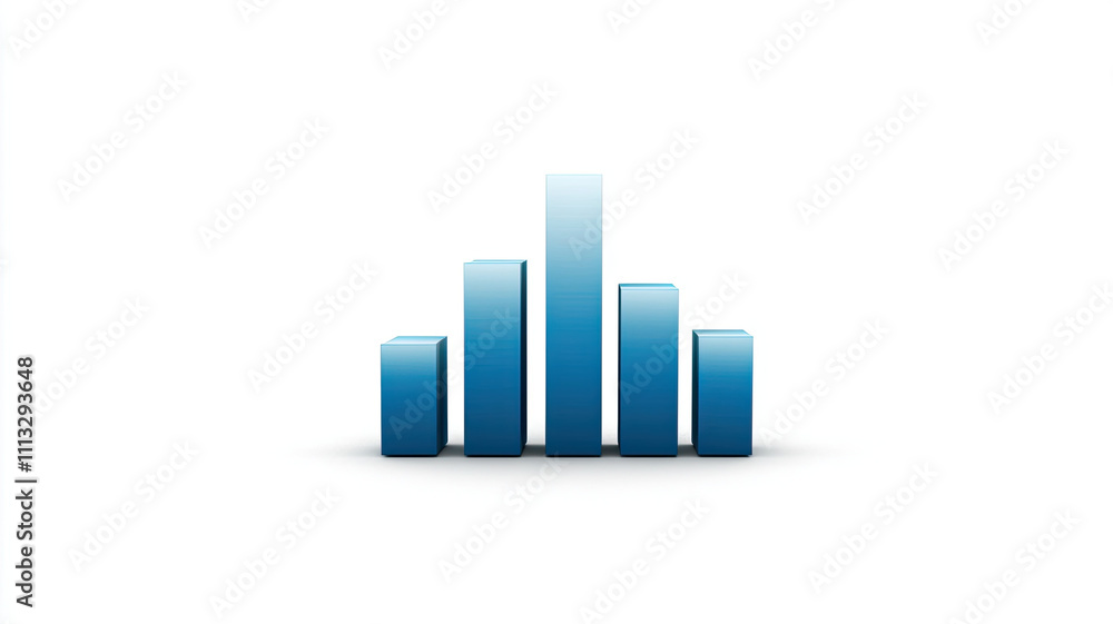 3D blue bar graph on white background representing data visualization 3D blue bar graph on white background representing data visualization
