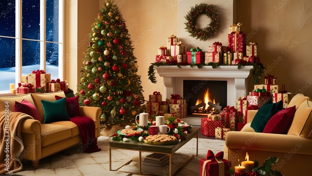 christmas tree with candles and gifts christmas tree with candles and gifts