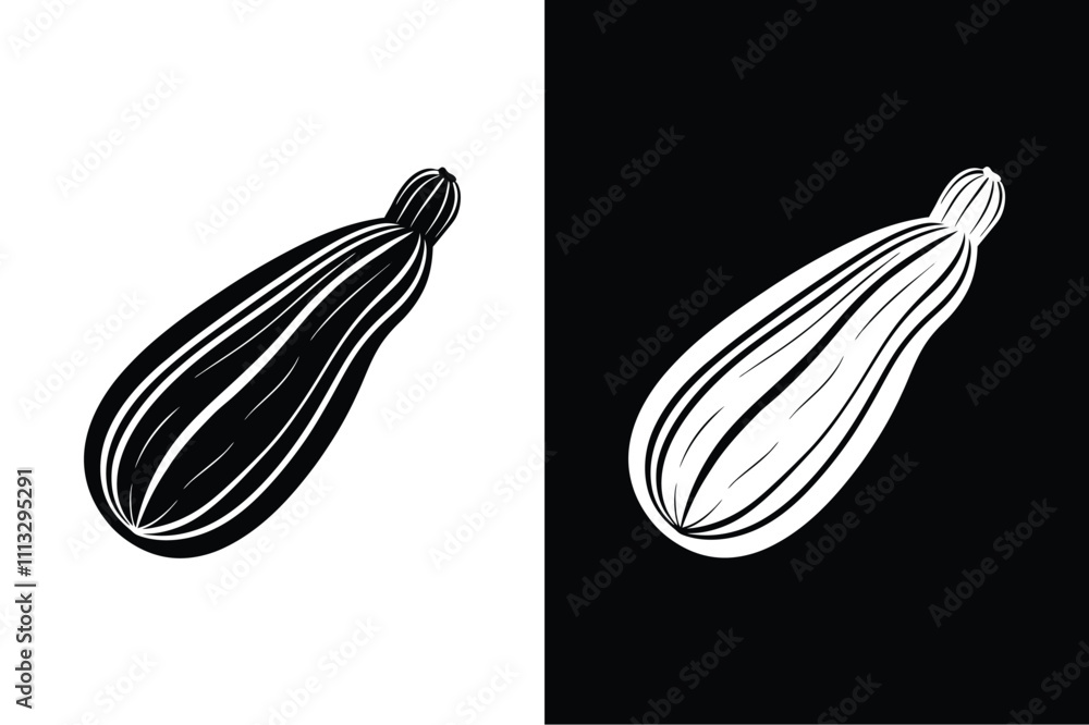 Zucchini Silhouette Art. Perfect Icons for Food Illustrations Zucchini Silhouette Art. Perfect Icons for Food Illustrations