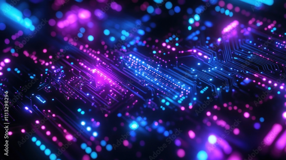 Abstract Neon Circuit Board: A Digital Dreamscape Abstract Neon Circuit Board: A Digital Dreamscape