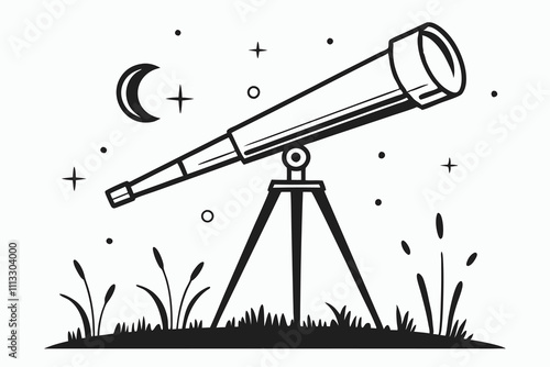 Telescope  black silhouette vector icon  G