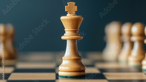 Focused perspective on chess king a game setting for strategy lovers photo