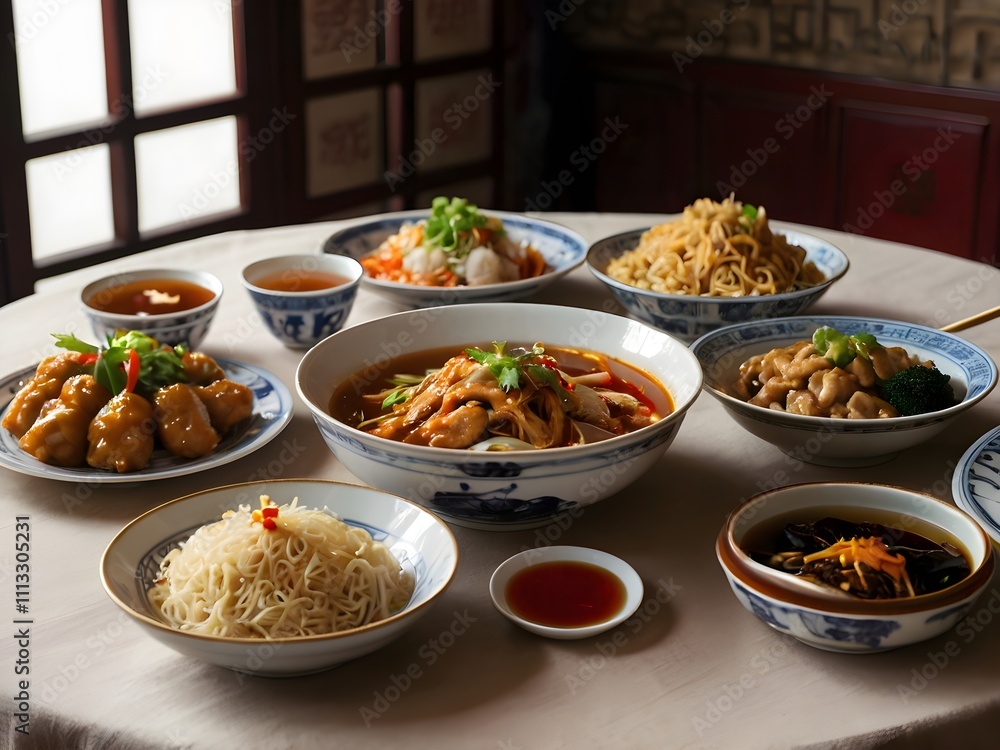 various kinds of Chinese food on the table during Chinese New Year various kinds of Chinese food on the table during Chinese New Year