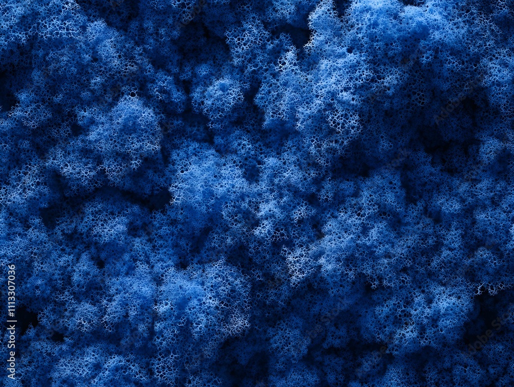 Fototapeta premium A textured surface of intricate blue patterns resembling moss or abstract digital art.