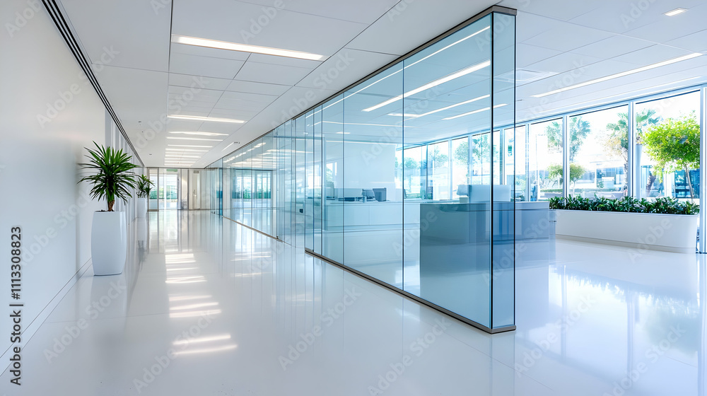 Modern interior design with expansive windows framing a breathtaking view Modern interior design with expansive windows framing a breathtaking view